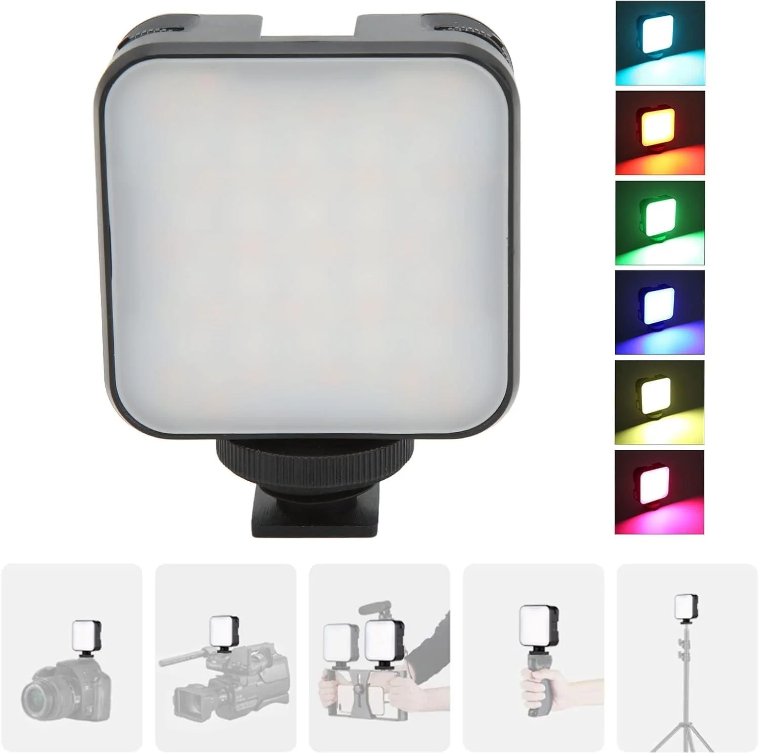 چراغ ویدئویی LED شارژی با گیره – 49 مهره LED، با قابلیت تنظیم نور و دارای 3 پایه کفشک سرد، نورپردازی قابل حمل برای کنفرانس ویدئویی، استریمینگ، دوربین، مونوپاد و تلفن هوشمند