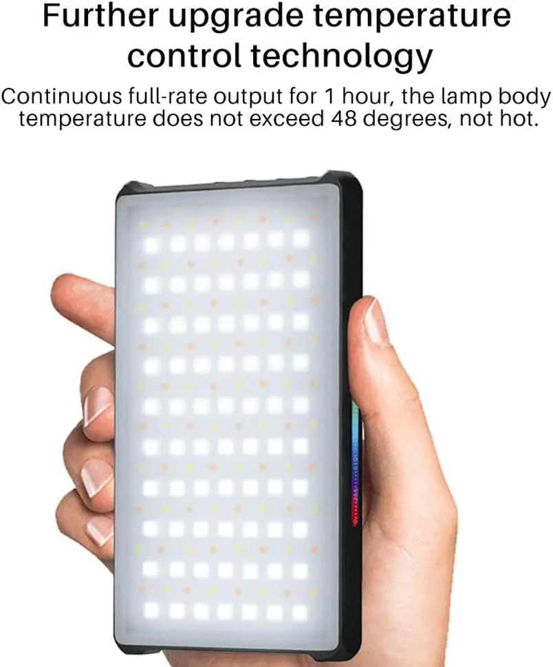 نور ویدئویی RGB LED رِهُوف، دمای رنگ دوگانه 2500-8500K، دارای 10 حالت جلوه نورپردازی از پیش برنامه ریزی شده، مناسب برای دوربین فیلمبرداری، سیستم پشتیبانی 360 درجه