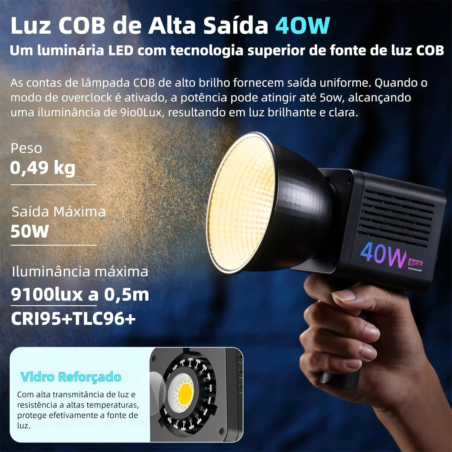 نور ویدئویی LED دستی قابل حمل مینی Ulanz i L024 50W RGB برای نور پس زمینه ویدئو، عکاسی استودیویی، مسافرت | باتری 490 گرمی 3400 میلی آمپر ساعت 50 دقیقه @ حداکثر روشنایی | CRI ≥95 TLCI ≥96 13150Lux | Type-C 65W PD