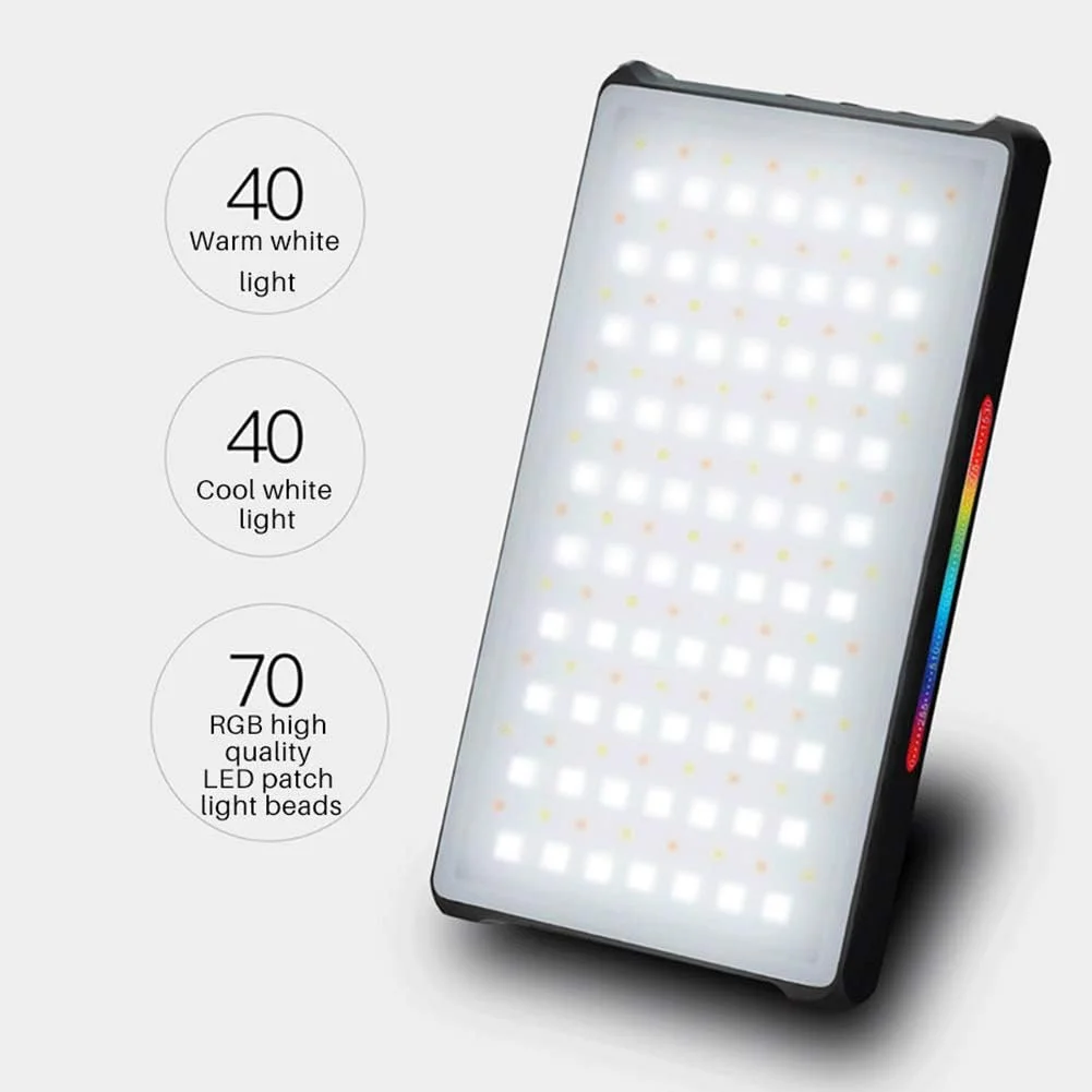 نور ویدئویی RGB LED رِهُوف، دمای رنگ دوگانه 2500-8500K، دارای 10 حالت جلوه نورپردازی از پیش برنامه ریزی شده، مناسب برای دوربین فیلمبرداری، سیستم پشتیبانی 360 درجه