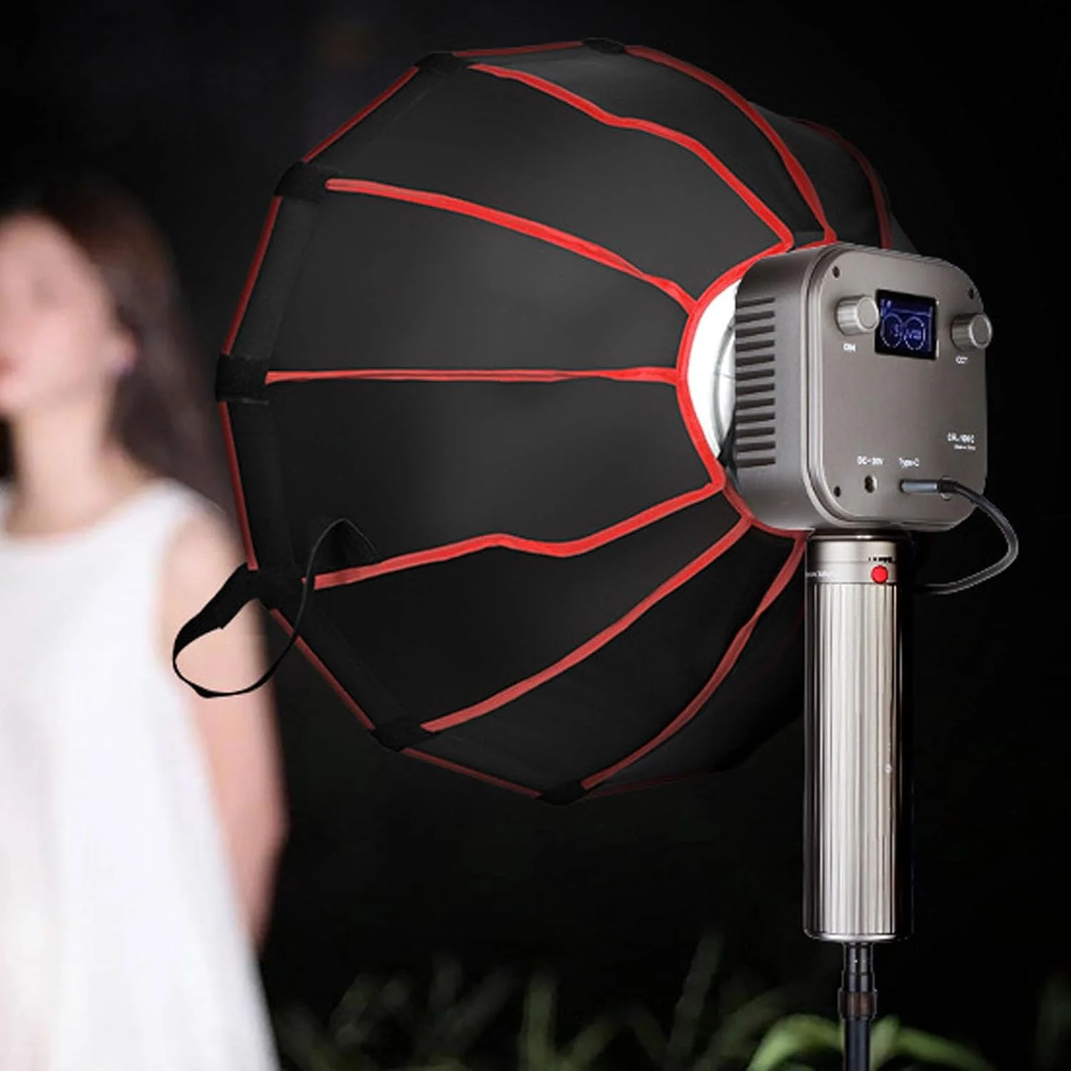 نور ویدئویی RGB با کنترل از طریق اپلیکیشن، 100 وات، صفحه نمایش LCD، عملکرد بی صدا برای عکاسی، لامپ پرکننده ویدئویی قابل حمل