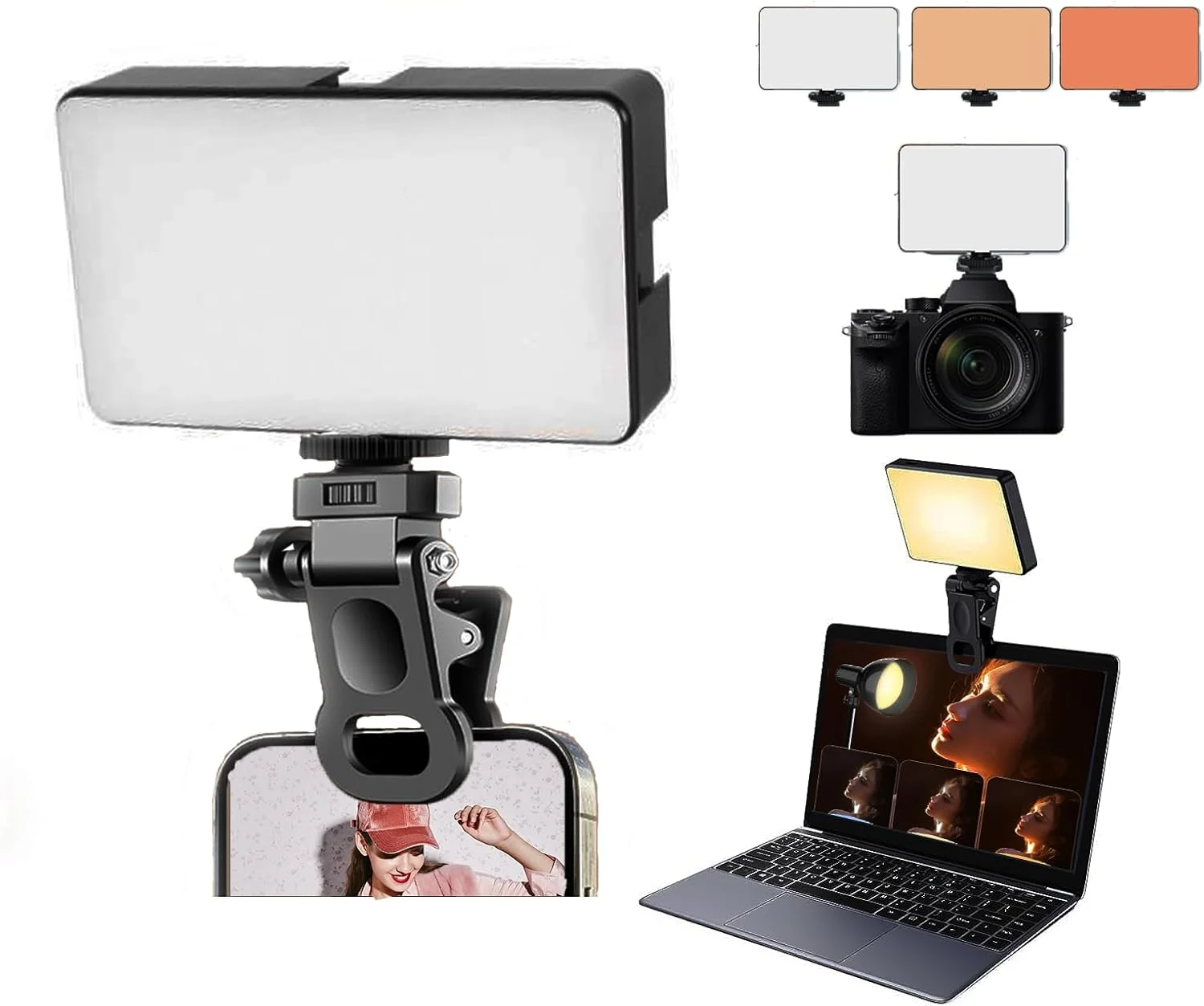 نور سلفی - نور قابل حمل 98 LED تلفن با 3 حالت رنگی و قابلیت تنظیم نور، قابل شارژ، CRI 95+، برای آیفون/دوربین، گیره برای فیلمبرداری ویدیو در تیک تاک (مشکی) نور سلفی - نور قابل حمل 98 LED تلفن با 3 حالت رنگی و قابلیت تنظیم نور، قابل شارژ، CRI 95+، برای آیفون/دوربین، گیره برای فیلمبرداری ویدیو در تیک تاک (مشکی)