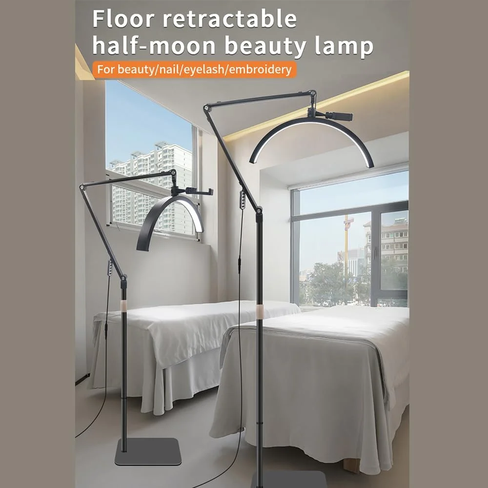 نور ویدئویی LED مدل HD M40X 36W با پایه فلزی تلسکوپی، گیره موبایل، کنترل از راه دور و پایه چرخ دار جداشدنی برای آرایشگاه، میکاپ و لایو