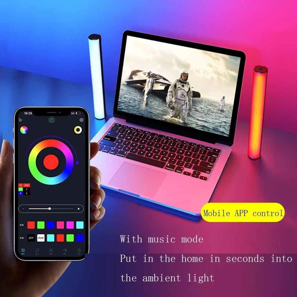 چراغ استودیویی دستی قابل حمل با قابلیت آهنربایی و پایه، چراغ لوله ای قابل شارژ، نورپردازی قابل حمل، کم مصرف و روشنایی بالا