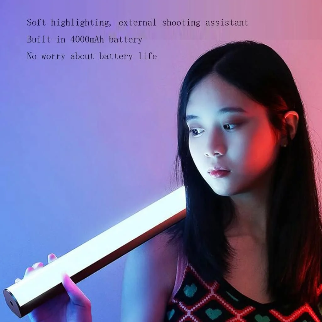 چراغ استودیویی دستی قابل حمل با قابلیت آهنربایی و پایه، چراغ لوله ای قابل شارژ، نورپردازی قابل حمل، کم مصرف و روشنایی بالا