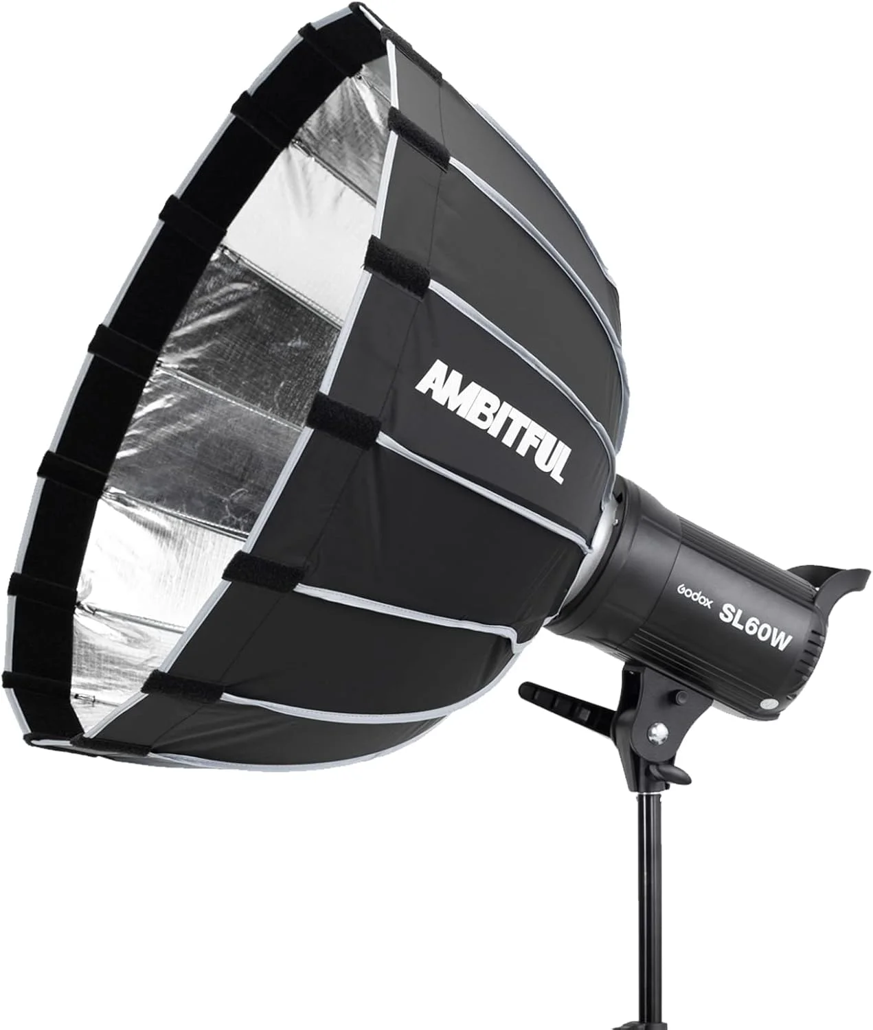 نور ویدئویی ال ای دی گودکس SL-60W CRI 95+ مدل SL60W سفید 5600K با مانت بوئنز 60 وات به همراه سافت باکس نصب سریع P60، کیف حمل و پایه نور