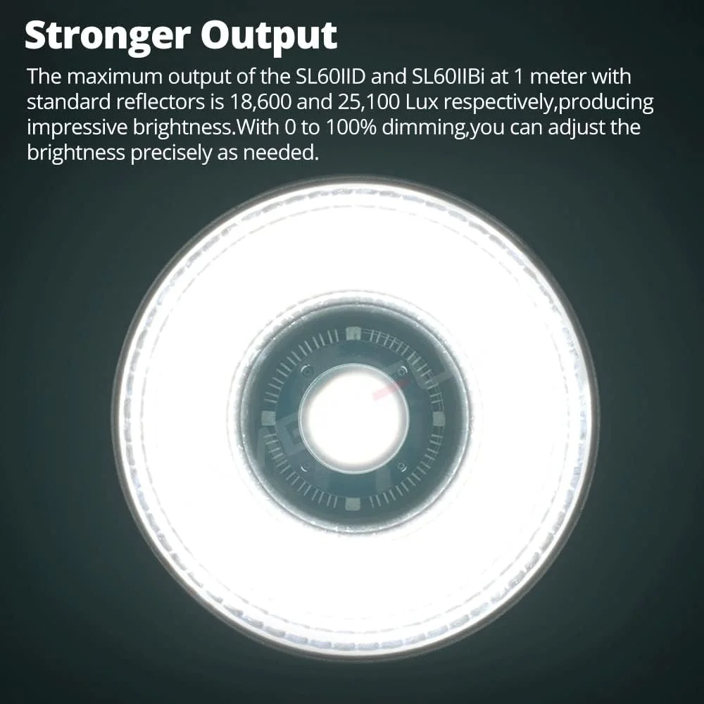 نور ویدئویی ال ای دی دو رنگ گودکس SL60II-Bi SL-60W ارتقا یافته CRI 96+، TLCI 97+ نور پیوسته روز 2800-6500K حداکثر 75 وات مانت بوئنز کنترل برنامه جدید با 11 جلوه FX + کنترل از راه دور RC-A6