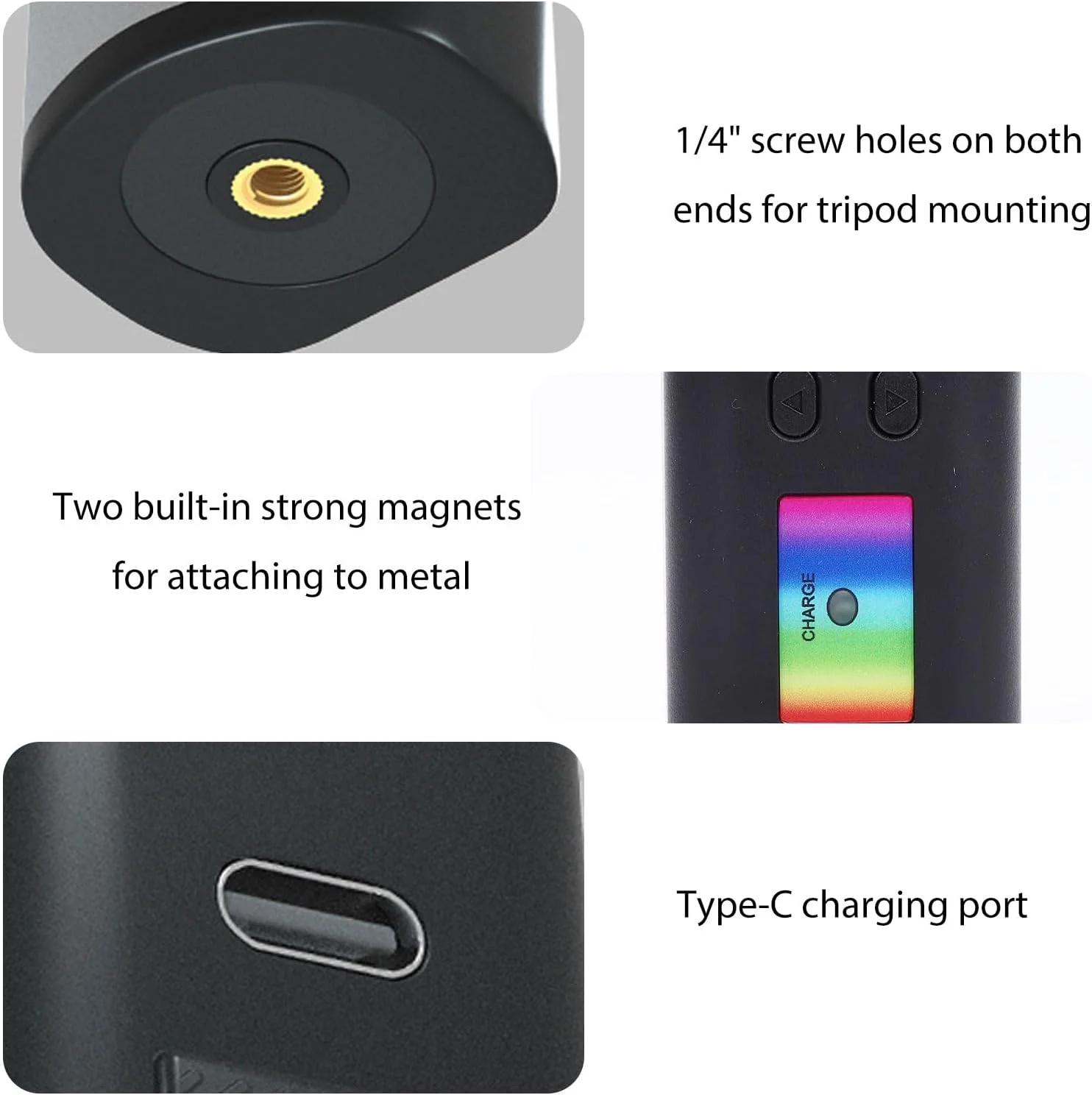 چراغ استیک شارژی سوراندی، چراغ ویدئویی ال ای دی RGB 600LUX قابل حمل با زاویه نوردهی 120 درجه و 88 مهره ال ای دی 2500K-7000K با قابلیت مغناطیسی، مناسب برای سلفی، ولاگ و عکاسی از اشیاء و پرتره