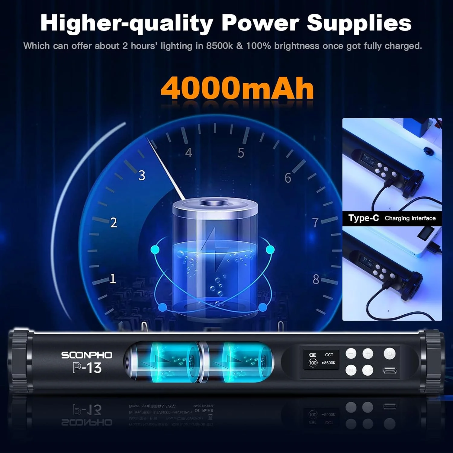 سونفو 2 عددی میله چراغ ویدئویی ال ای دی RGB، 3200K~8500K چراغ لوله ای مغناطیسی عکاسی، میله چراغ RGB 360 درجه با باتری 4000mAh برای ویدیوهای یوتیوب، ولاگ، پخش زنده بازی