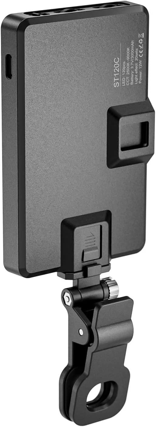 نور ویدئویی LED، نور سلفی کوچک گیره ای قابل شارژ برای آیفون/تبلت/لپ تاپ، باتری 3000 میلی آمپر ساعتی داخلی برای تماس های زوم/کار از راه دور/پخش زنده/آرایش (120C) نور ویدئویی LED، نور سلفی کوچک گیره ای قابل شارژ برای آیفون/تبلت/لپ تاپ، باتری 3000 میلی آمپر ساعتی داخلی برای تماس های زوم/کار از راه دور/پخش زنده/آرایش (120C)