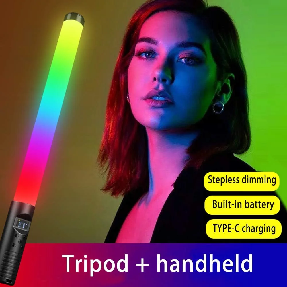 نور ویدئویی ال ای دی RGB با دمای رنگ 3000K تا 6000K، نورپردازی کامل رنگی دوربین 0-100%، دارای باتری داخلی 5200 میلی آمپر ساعتی، چراغ عکس کوچک قابل حمل برای دوربین های DSLR، فیلمبرداری و تلفن های هوشمند