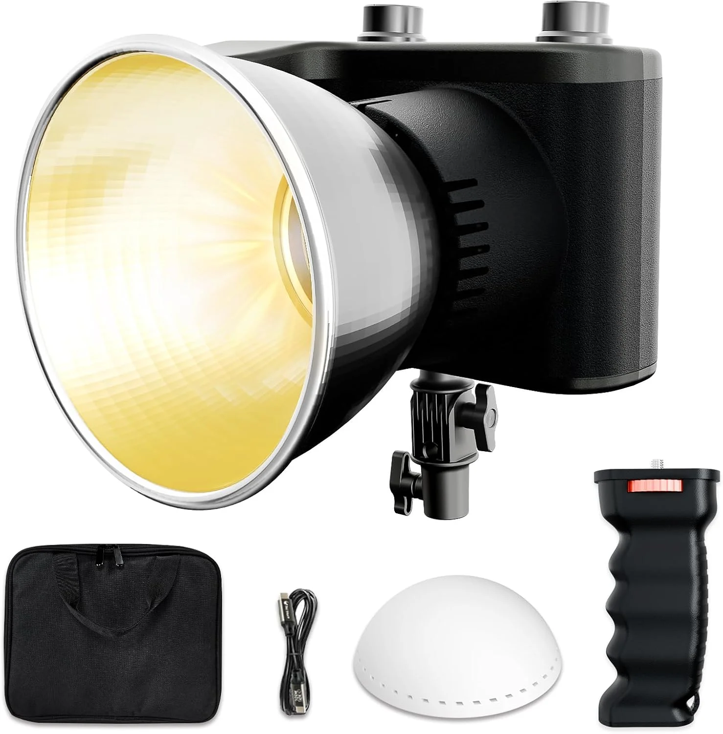 نور استودیویی ال ای دی قابل حمل 60 وات با 10 حالت نوری و مانت بوئنز، نورپردازی COB با دمای رنگی دوگانه فلزی و خروجی پیوسته، نورافکن دستی 2500K-6500K برای عکاسی/فیلمبرداری