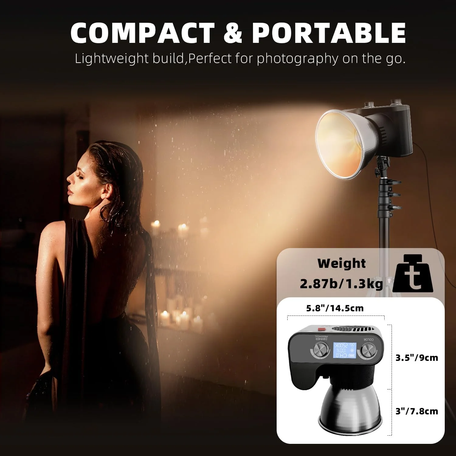 نور استودیویی ال ای دی قابل حمل 60 وات با 10 حالت نوری و مانت بوئنز، نورپردازی COB با دمای رنگی دوگانه فلزی و خروجی پیوسته، نورافکن دستی 2500K-6500K برای عکاسی/فیلمبرداری