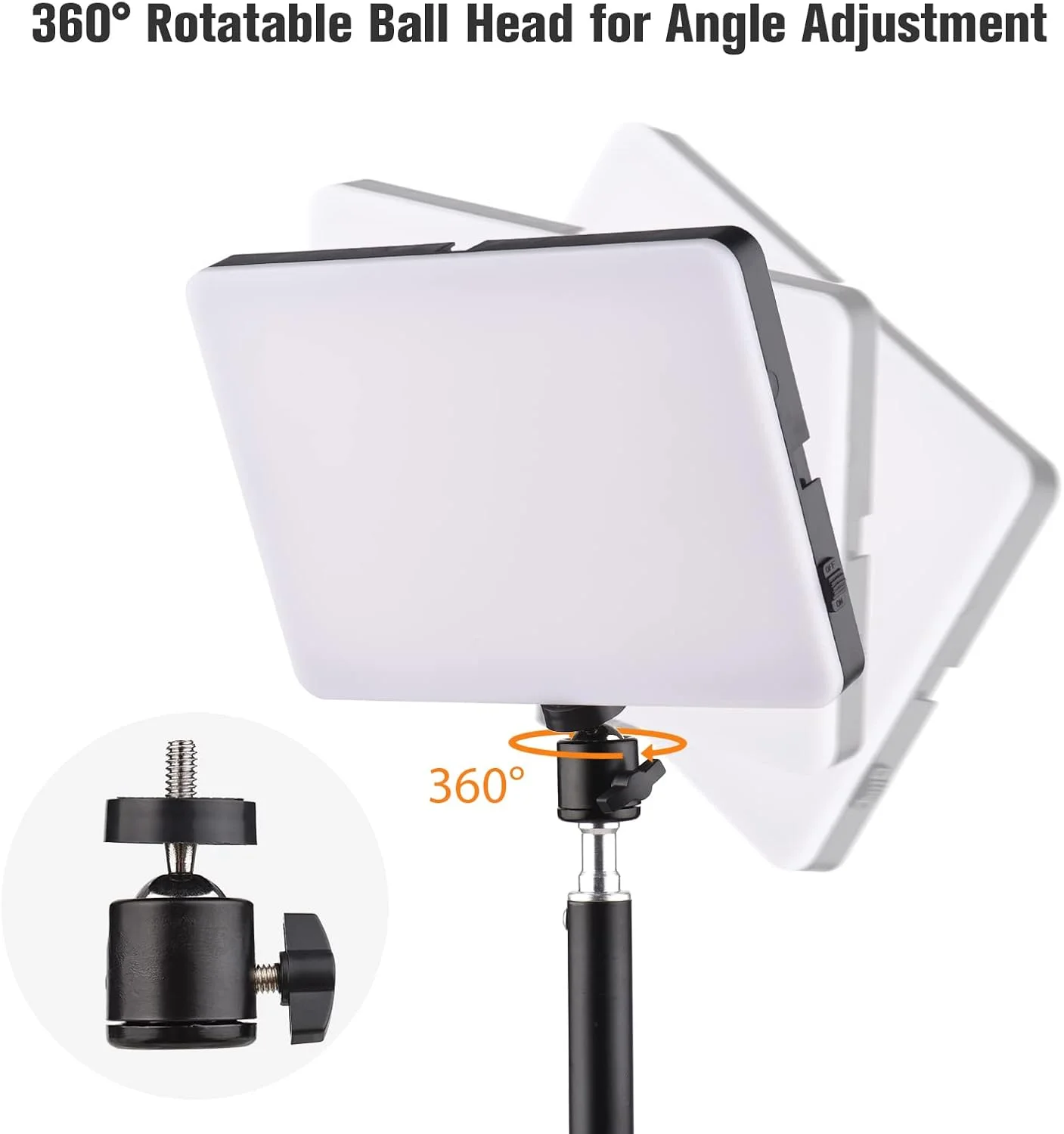 نور ویدئویی RGB وات 38 با پایه گیره C، دمای رنگ دوگانه 3200 تا 5500 کلوین، روشنایی قابل تنظیم، CRI 95، سر توپی، کنترل از راه دور برای بازی، کنفرانس، پخش زنده