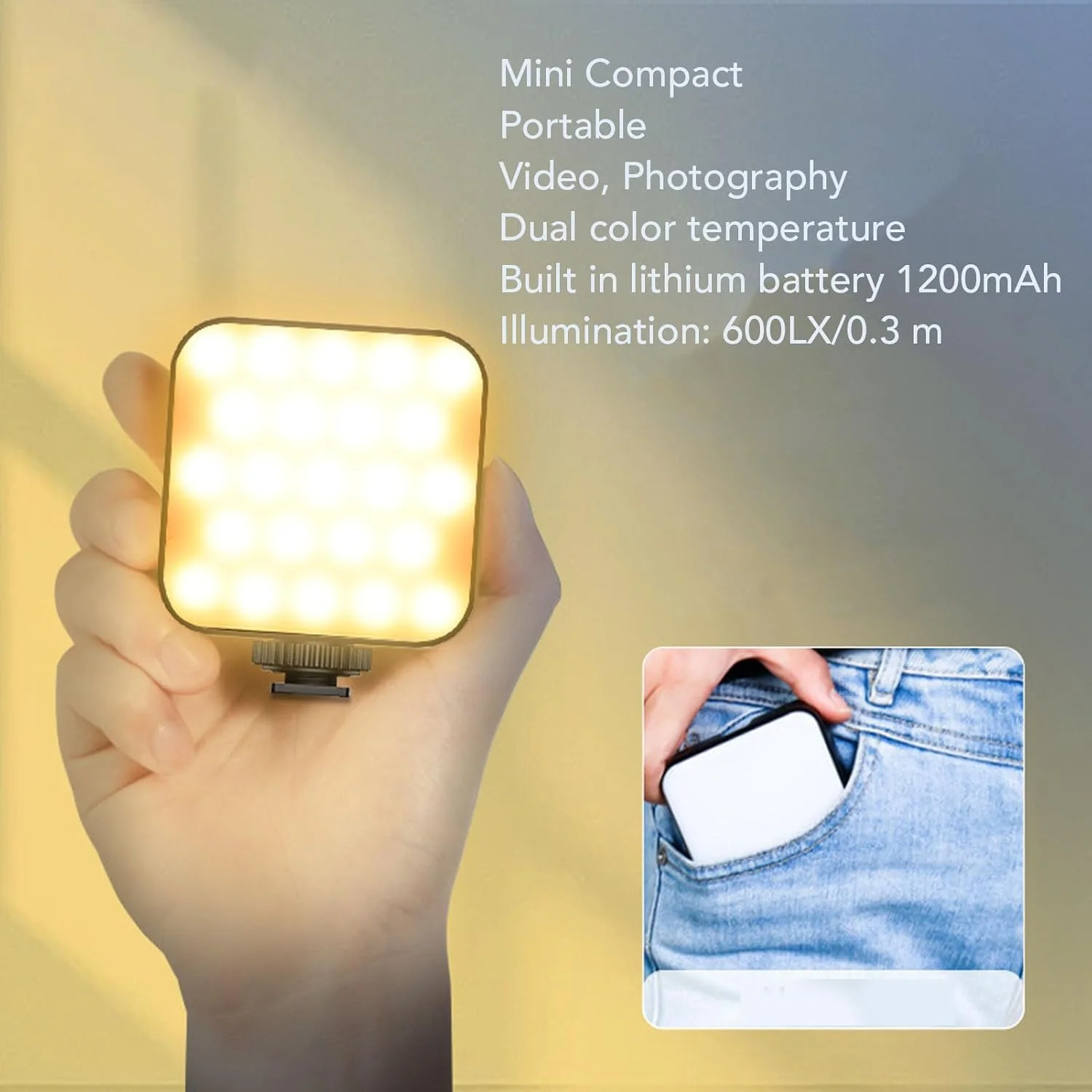 نور ویدئویی جمع و جور جلوی دوربین LUZ با دمای رنگ ایده آل 2500-9000K برای پخش زنده، باتری لیتیومی 1200mAh نور ویدئویی جمع و جور جلوی دوربین LUZ با دمای رنگ ایده آل 2500-9000K برای پخش زنده، باتری لیتیومی 1200mAh