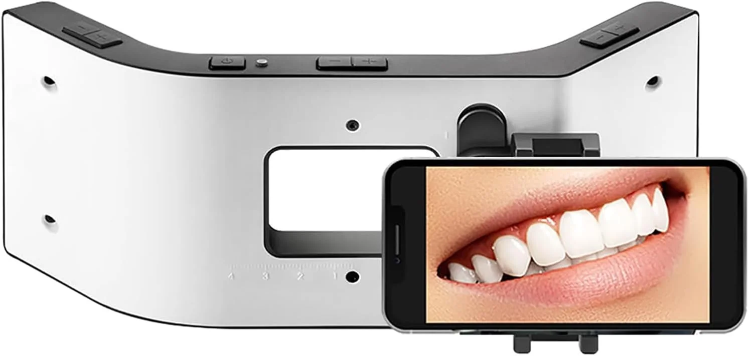 چراغ LED دندانپزشکی TsoLay، تجهیزات عکاسی دندانپزشکی 32000lx، لامپ پرکننده دهانی با روشنایی قابل تنظیم 5 حالته، 20 مهره LED و طراحی نورپردازی سه بعدی، برای کمک به عکس دهانی