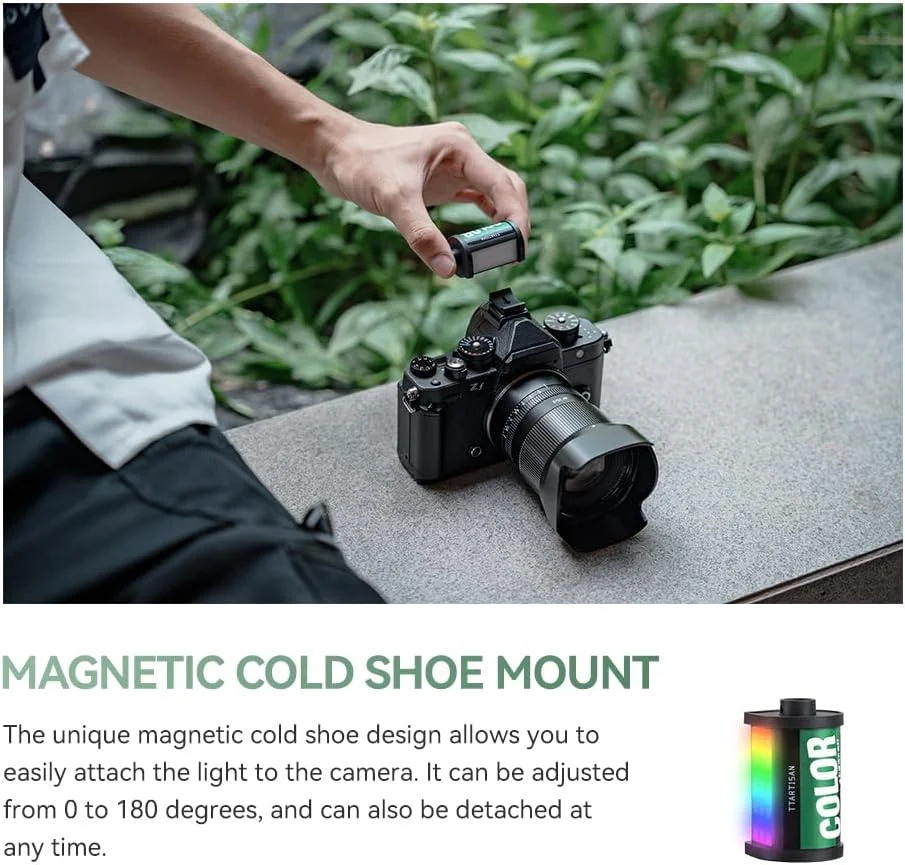 نور ویدئویی مینی مغناطیسی RGB تی‌تی‌آرتیسان، نور ال‌ای‌دی RGB با ظاهری کلاسیک مناسب فیلمبرداری، دارای مانت کفشک سرد