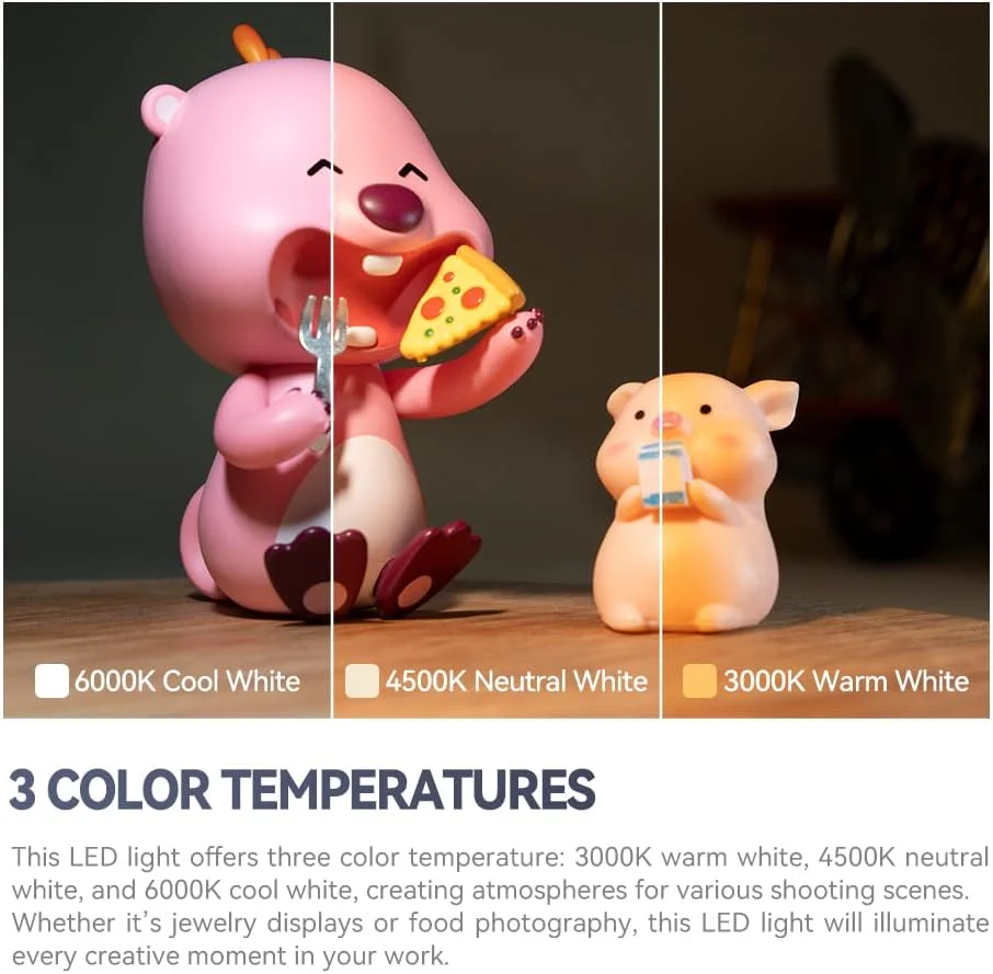 چراغ ال ای دی مغناطیسی TTARTISAN، چراغ کوچک ال ای دی قابل شارژ دوربین 3000K/4500K/6000K CRI95+ برای عکاسی، فوق العاده کوچک، پایه مغناطیسی با تنظیم 0-180 درجه، دارای سوراخ بند