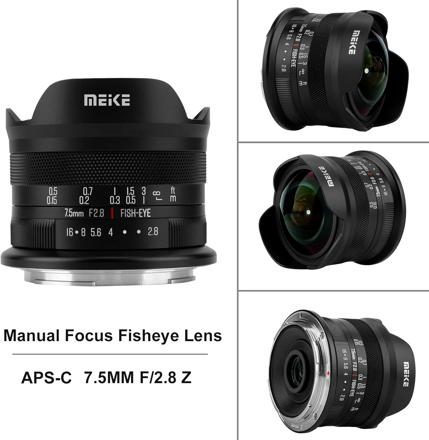 لنز زاویه باز 7.5 میلیمتری Meike با دیافراگم بزرگ f2.8 و دهانه Nikon Z، با فوکوس دستی، مناسب برای دوربینهای بدون آینه Z50 و سازگار با Z5 Z6 Z7 در حالت APS-C لنز زاویه باز 7.5 میلیمتری Meike با دیافراگم بزرگ f2.8 و دهانه Nikon Z، با فوکوس دستی، مناسب برای دوربینهای بدون آینه Z50 و سازگار با Z5 Z6 Z7 در حالت APS-C