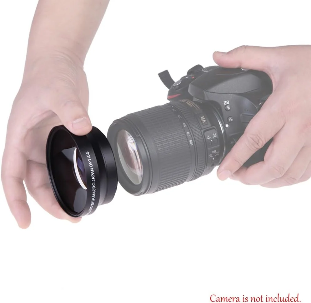 لنز زاویه باز فوق العاده 67 میلی متری دیجیتال با کیفیت بالا 0.43× با اپتیک ژاپنی برای Canon Rebel T5i T4i T3i 18-135mm 17-85mm و Nikon 18-105 70-300VR