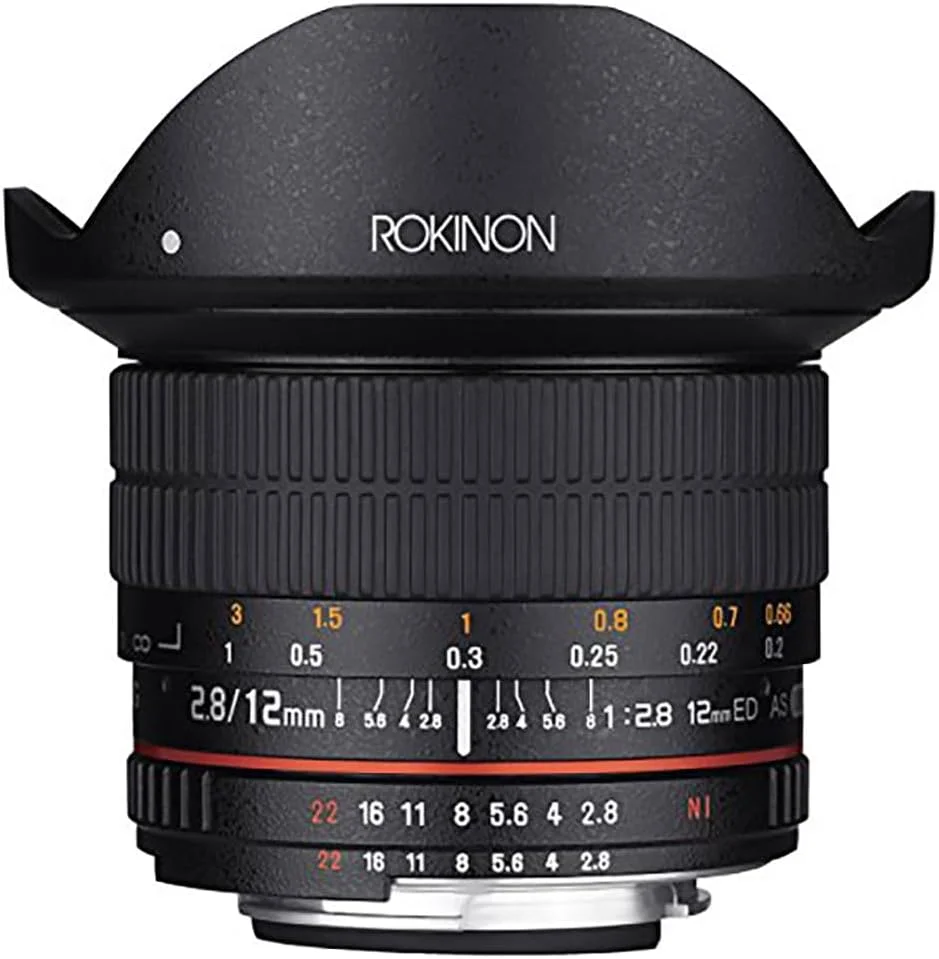 لنز چشم‌ماهی فوق‌عریض 12 میلی‌متری F2.8 Rokinon 12M-C برای دوربین‌های DSLR کانن EOS EF - سازگار با فول فریم
