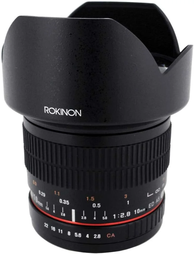 لنز زاویه باز فوق العاده 10 میلی متری F2.8 ED AS NCS CS Rokinon (بازسازی شده) نوع Canon EF-S برای دوربین های دیجیتال SLR، سایز واحد