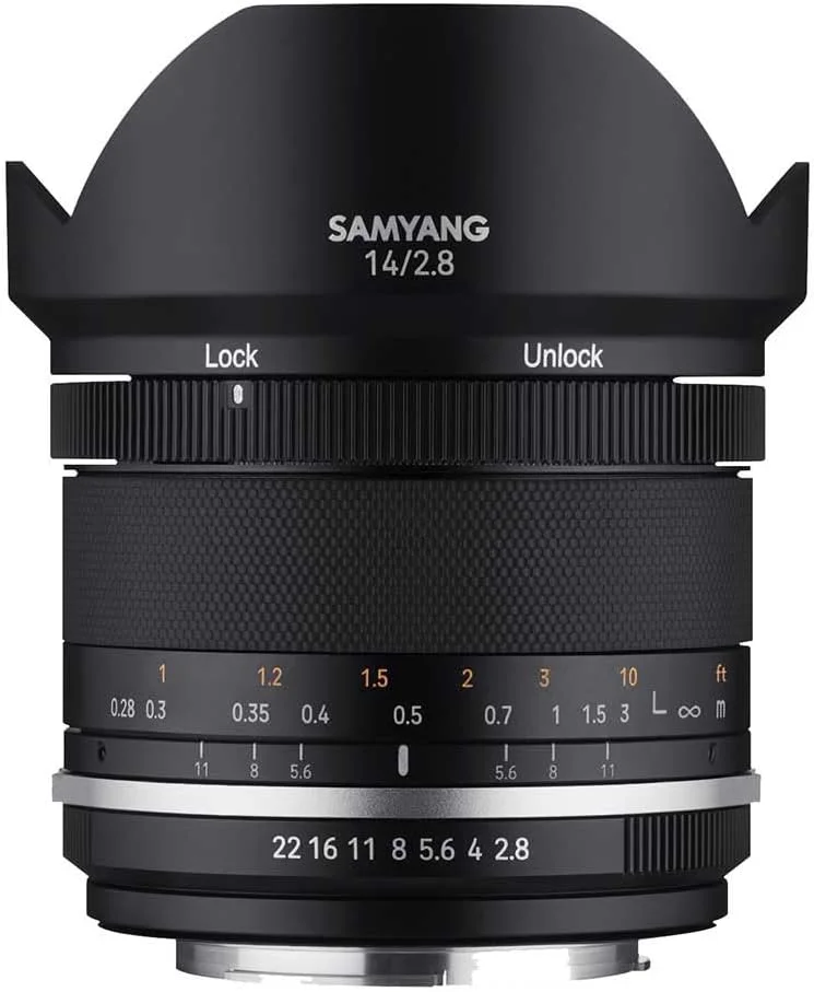 لنز زاویه باز دستی سام یانگ MF 14mm F2.8 MK2 برای نیکون F AE - فوکوس دستی با طول کانونی ثابت برای فول فریم و APS-C دهانه نیکون F، نسل دوم D7200, D750, D810, D500, D7500, D850, D780, D6