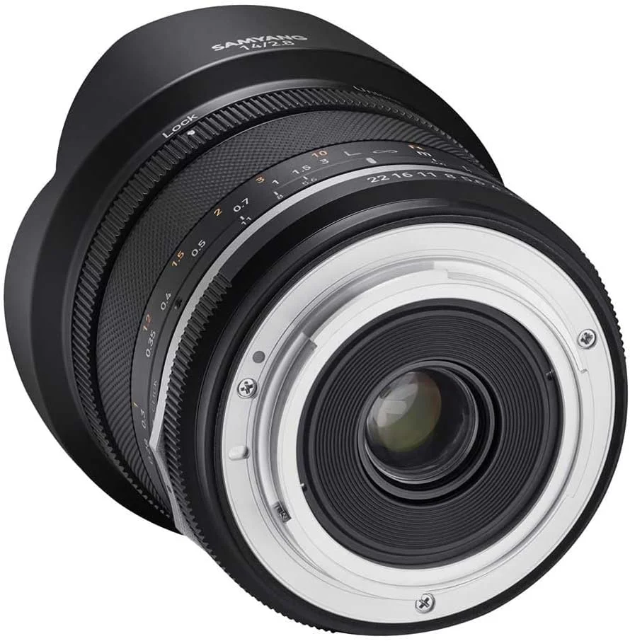 لنز زاویه باز دستی سام یانگ MF 14mm F2.8 MK2 برای نیکون F AE - فوکوس دستی با طول کانونی ثابت برای فول فریم و APS-C، نسل دوم D7200, D750, D810, D500, D7500, D850, D780, D6