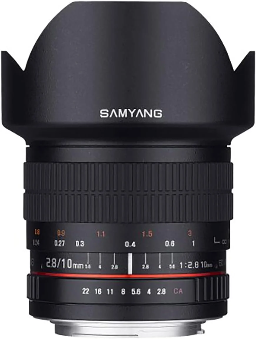 لنز زاویه باز فوق العاده Samyang 10mm F2.8 ED AS NCS CS مدل Canon EF-S برای دوربین های دیجیتال SLR کانن (SY10M-C)، سایز استاندارد