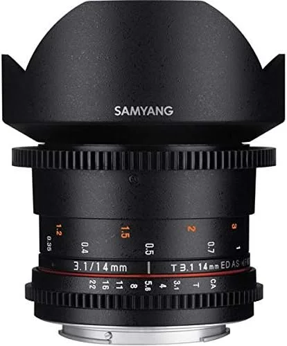 لنز سینمایی زاویه باز 14 میلیمتری Samyang SYDS14M-C VDSLR II T3.1 برای دوربینهای Canon EF لنز سینمایی زاویه باز 14 میلیمتری Samyang SYDS14M-C VDSLR II T3.1 برای دوربینهای Canon EF