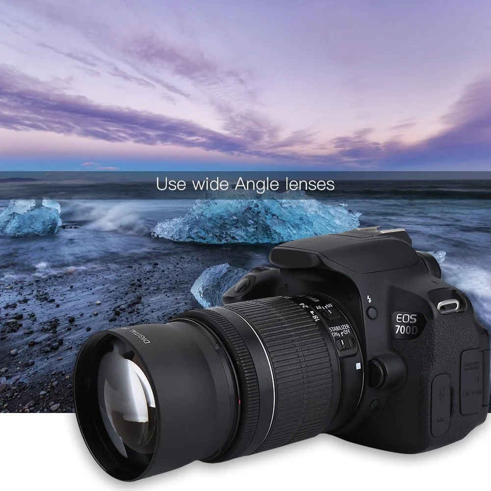 لنز ماکرو زاویه باز Tonysa، لنز تبدیل جهانی بزرگنمایی 0.45X دوربین 52 میلی متری، لنز کلوزآپ دوربین شیشه ای اپتیکال حرفه ای، برای دوربین های کانن، نیکون و سونی با مانت 52 میلی متری