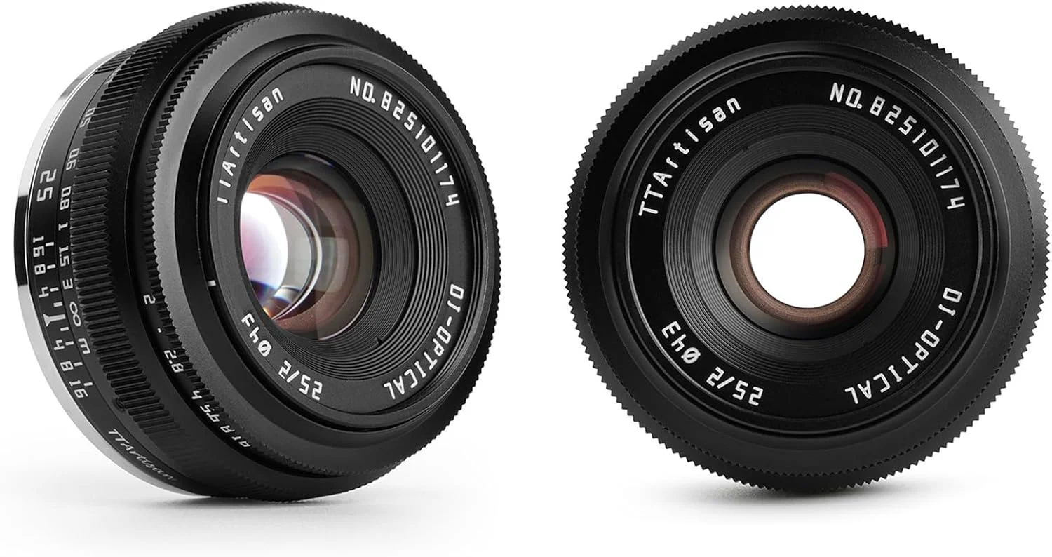 لنز ثابت دستی TTArtisan 25mm F2 با دهانه بزرگ و زاویه دید عریض APS-C با مانت E برای دوربین های سونی با مانت E مدل های A6100 A6300 A6400 A6500 A6600 NEX-5 NEX 5N NEX-7 NEX5C A7lll A7Rll A7Rlll A7RlV A7SII A7SIII A9