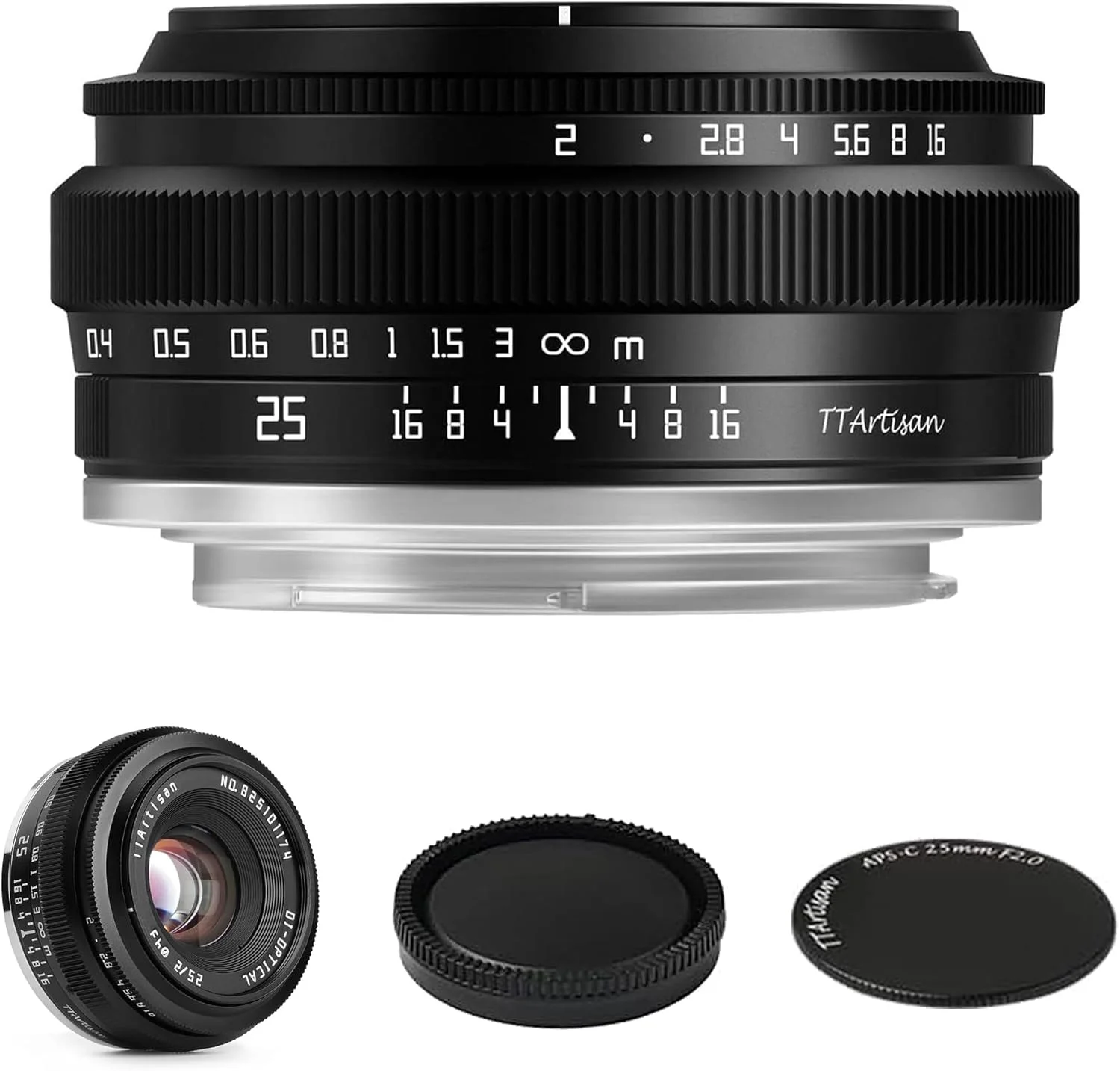 لنز دوربین 25mm F2 با زاویه دید عریض TTArtisan، دهانه باز، لنز ثابت دستی سازگار با دوربین های فوجی X-Mount مدل های X-A2 X-A2 X-A3 X-A5 X-A7 X-H1 XT1 X-T2 X-T3 X-T20 X-T30 X-T100 X-T200 X-PRO1