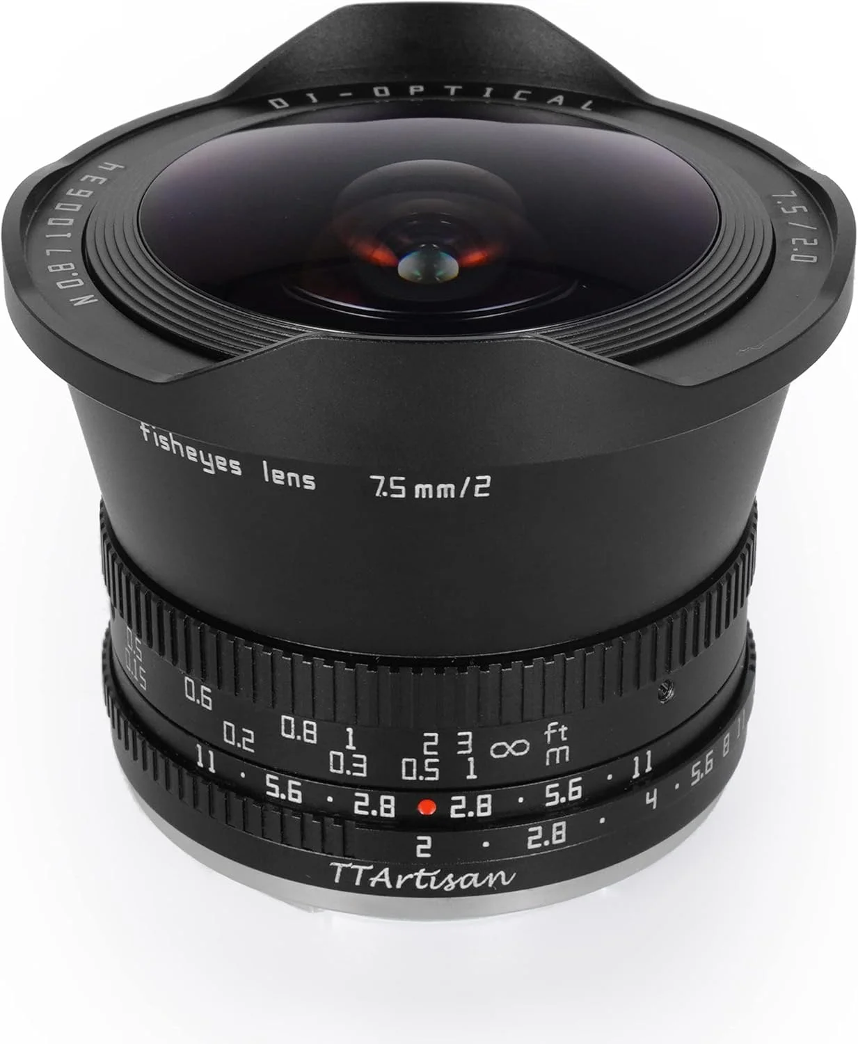 لنز دوربین TTArtisan 7.5mm F2.0 APS-C با دیافراگم باز، لنز چشم ماهی سازگار با دوربین های Sony E Mount مدل های A5000, A5100, A6000, A6100, A6300, A6400, A6500, A6600, NEX-3, NEX-3N, NEX-3R