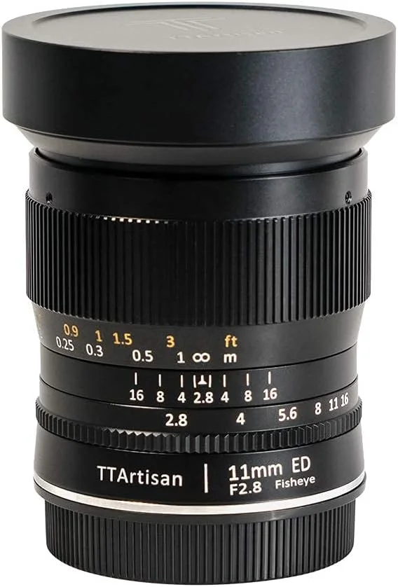 لنز TTArtisan 11mm F2.8 فول فریم فیش آی واید انگل با دیافراگم باز و فوکوس ثابت دستی برای دوربین های مانت L