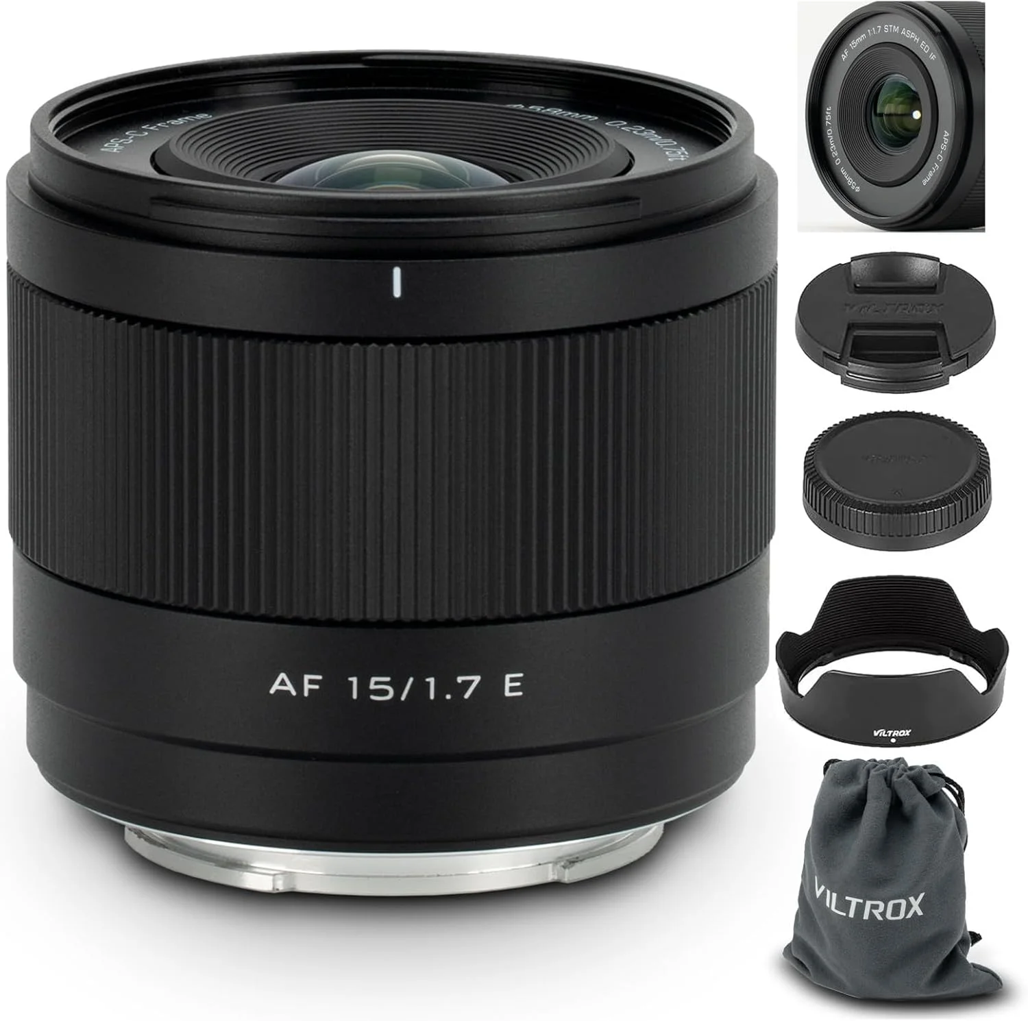 لنز 15mm F1.7 با مانت E ویلتراکس برای سونی، لنز فوق عریض با فوکوس خودکار APS-C برای دوربین های سونی با مانت E مدل های FX30 ZV-E10 ZV-E10II A6700 A6600 A6500 A6400 A6300 A6100