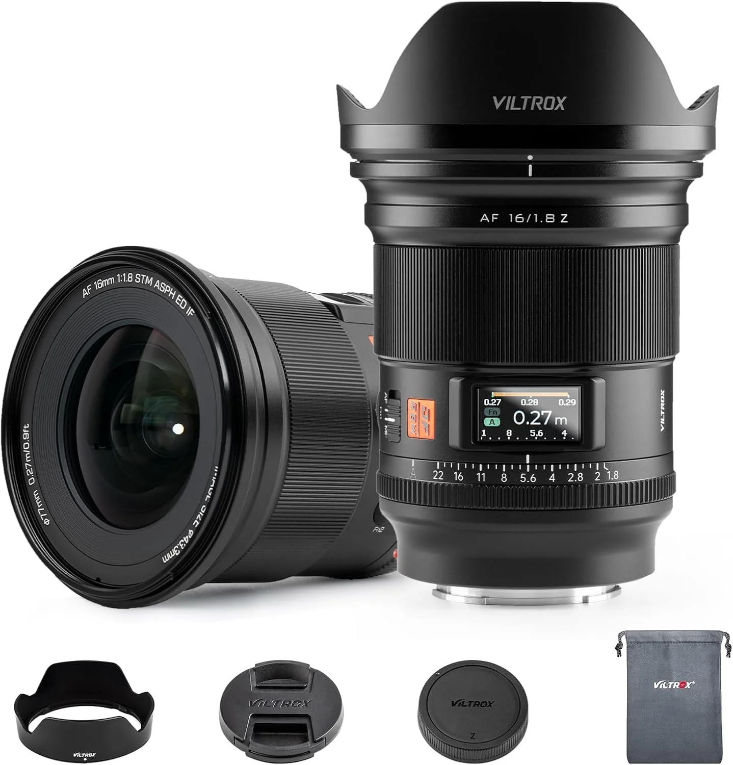 لنز دوربین Viltrox AF 16mm F1.8 Z برای نیکون Z، لنز پرایم واید انگل با فوکوس خودکار DF دارای صفحه نمایش LCD و سوییچ AF/MF سازگار با نیکون Z مانت Z5 Z50 Z6 Z6II Z7 Z7II ZFC Z30 Z9 Z8 ZF