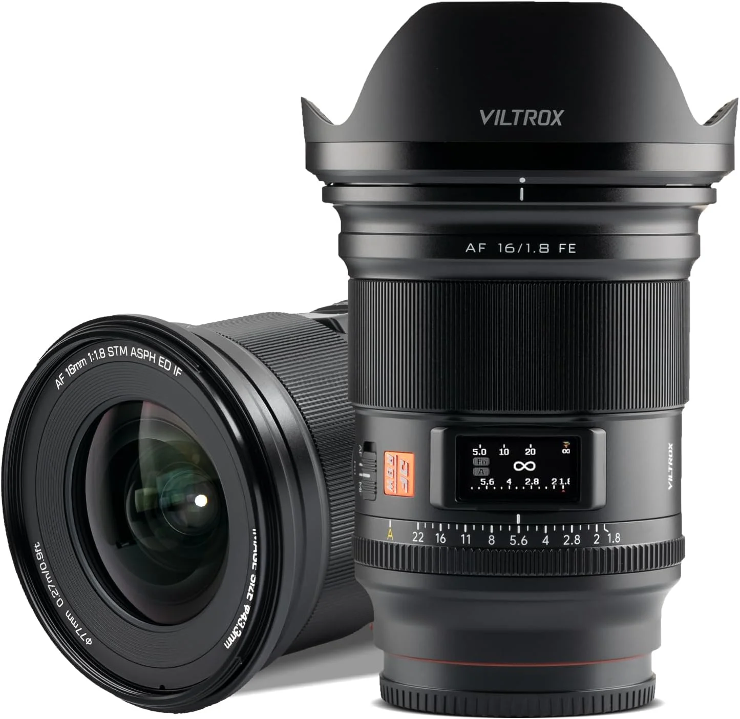 لنز دوربین 16mm f/1.8 فول فریم با فوکوس خودکار VILTROX با صفحه نمایش LCD داخلی، لنز زاویه باز با دیافراگم بزرگ برای دوربین های بدون آینه Sony E-Mount