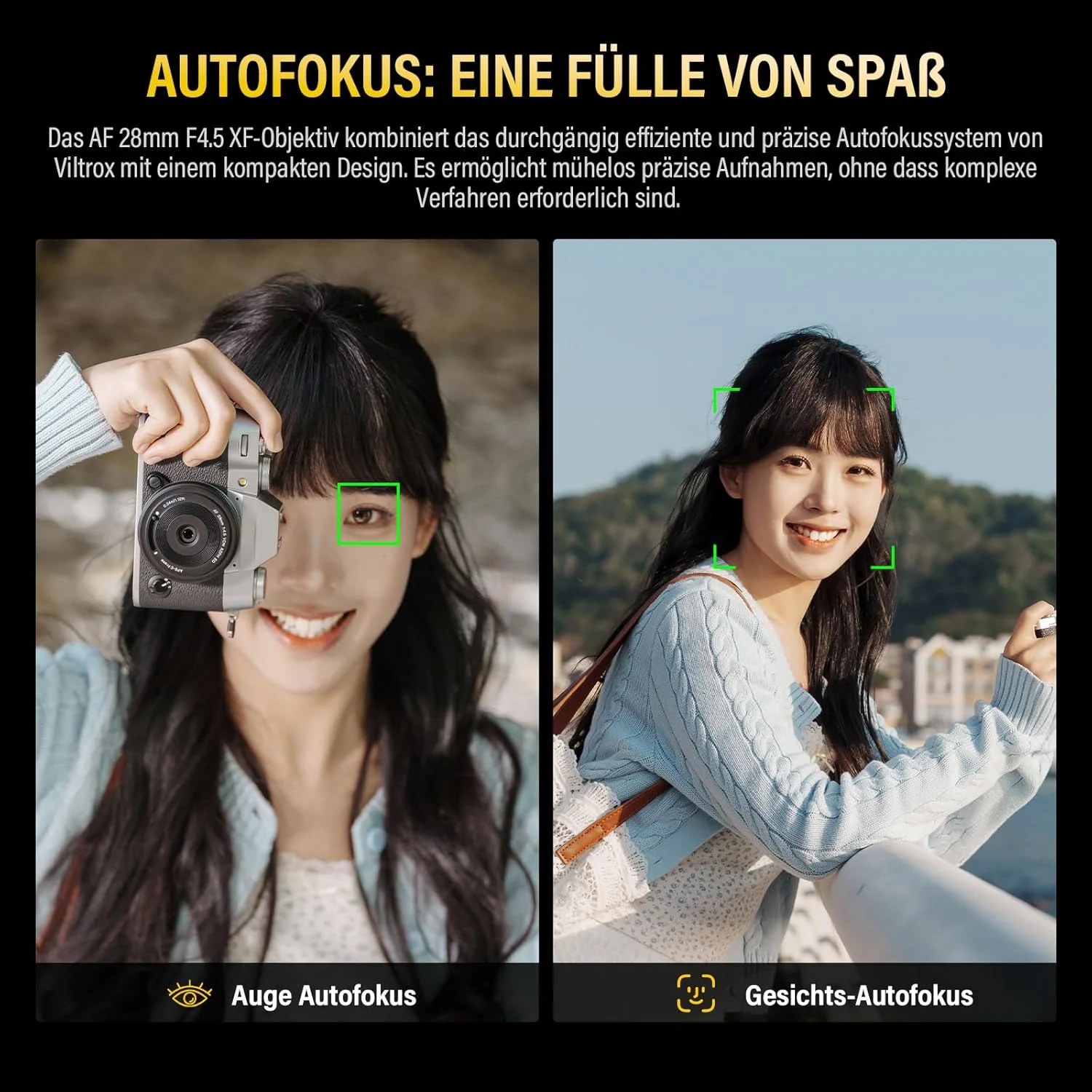 لنز فوق باریک و پنکیکی ویلتراکس 28 میلی‌متری F4.5 برای فوجی، مانت X با فوکوس خودکار، اندازه تراشه APS-C، لنز زاویه باز برای فوجی‌فیلم