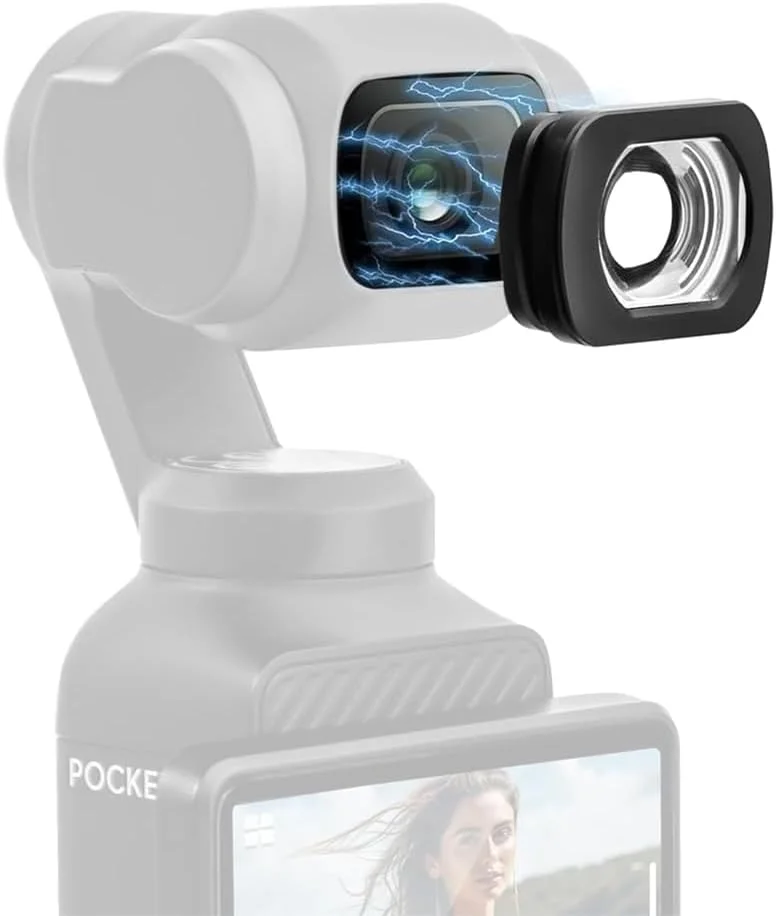 لنز واید سازگار با DJI Osmo Pocket 3، لنز واید 0.72X، میدان دید گسترده 112 درجه، لنز دوربین آسفریک چند لایه با پوشش مغناطیسی، اتصال مغناطیسی/چند لایه/شیشه اپتیکال