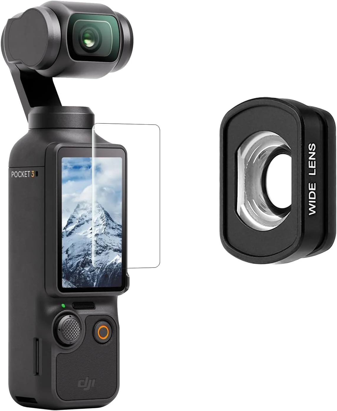 لنز واید سازگار با DJI Osmo Pocket 3، اتصال مغناطیسی/پوشش چند لایه/شیشه اپتیکال (لنز واید را وصل کنید تا میدان دید (FOV) را تا 112 درجه افزایش دهید و در هر فریم بیشتر ثبت کنید)