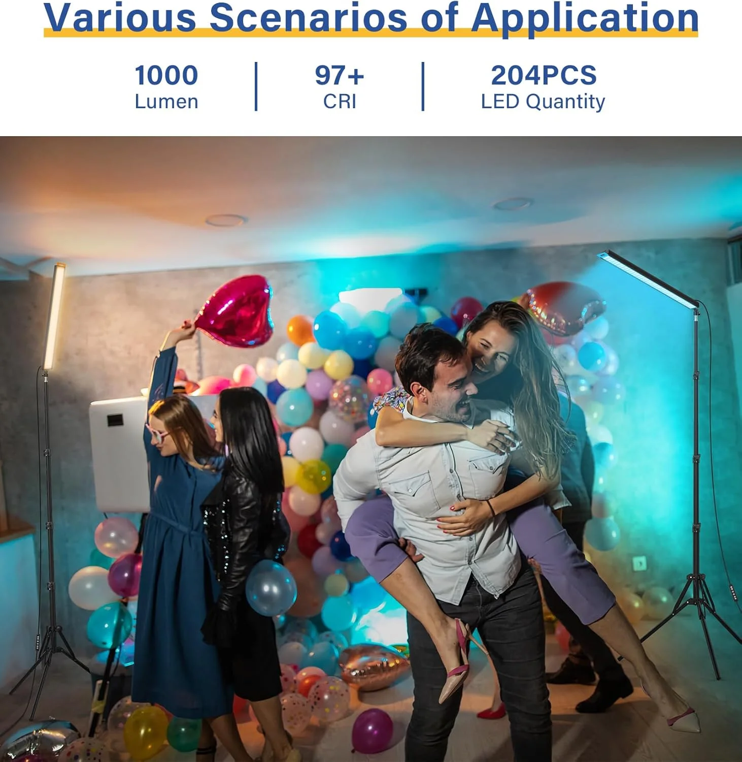 کیت دو عددی میله نور LED با پایه سه پایه 62.99 اینچی/فیلتر رنگی، نور استودیویی دو رنگ 2500K-8500K قابل تنظیم برای فیلمبرداری/پخش بازی/عکاسی/یوتیوب