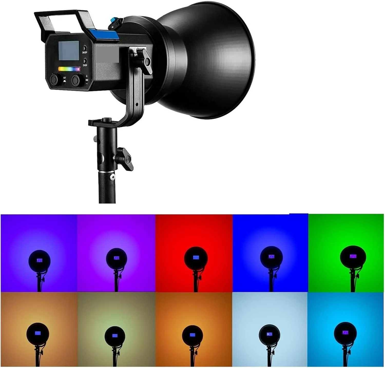 نور ویدئویی ال ای دی 80 وات RGB با کنترل از طریق اپلیکیشن، مناسب نورپردازی برای عکاسی، فیلمبرداری، عروسی و تصویربرداری در فضای باز