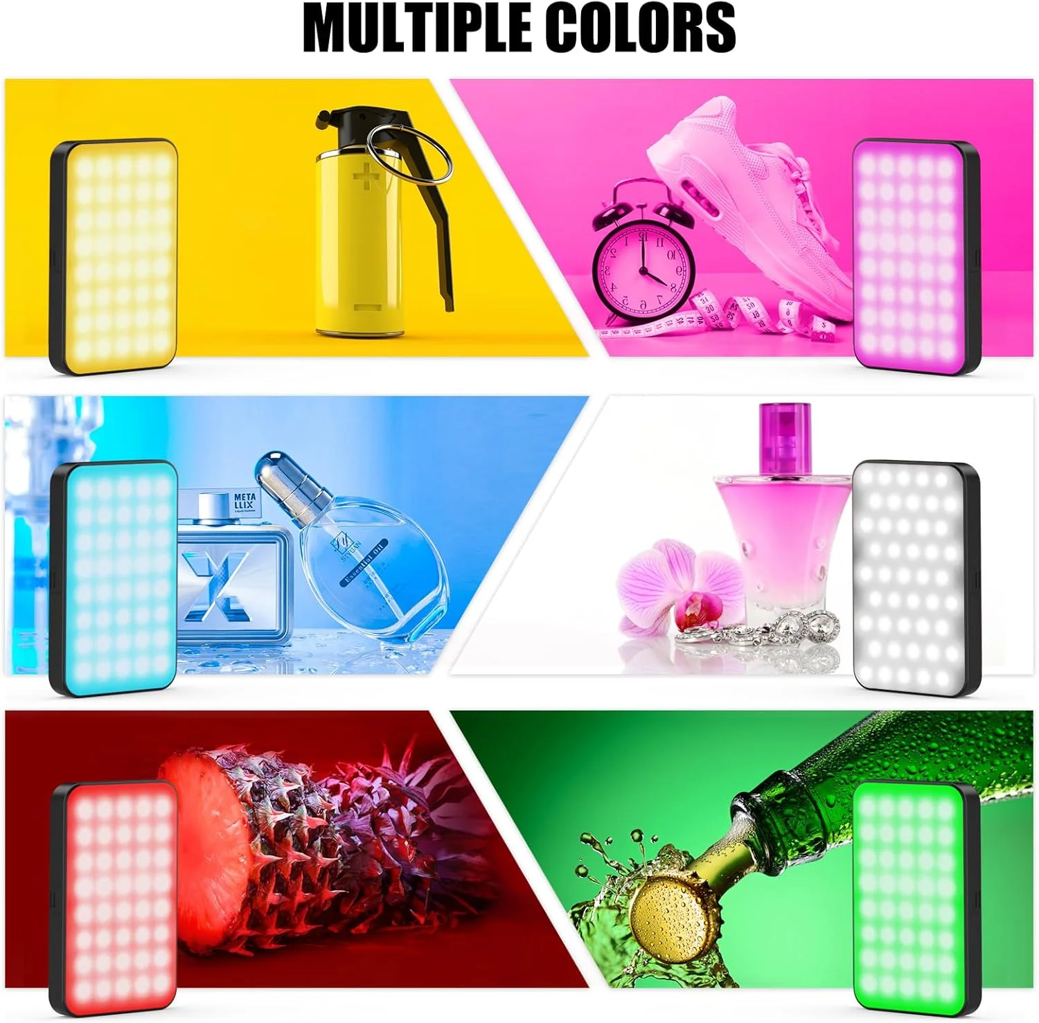 نور ویدئویی ال ای دی RGB مدل LUXCEO V10، توان 6 وات، CRI 95+، نور دوربین ال ای دی 3000 کلوین/6000 کلوین، پنل ال ای دی 3000 میلی آمپر ساعت، نور ویدئویی آلومینیومی برای ولاگ، کنفرانس ویدئویی، پخش زنده، مصاحبه، یوتیوب