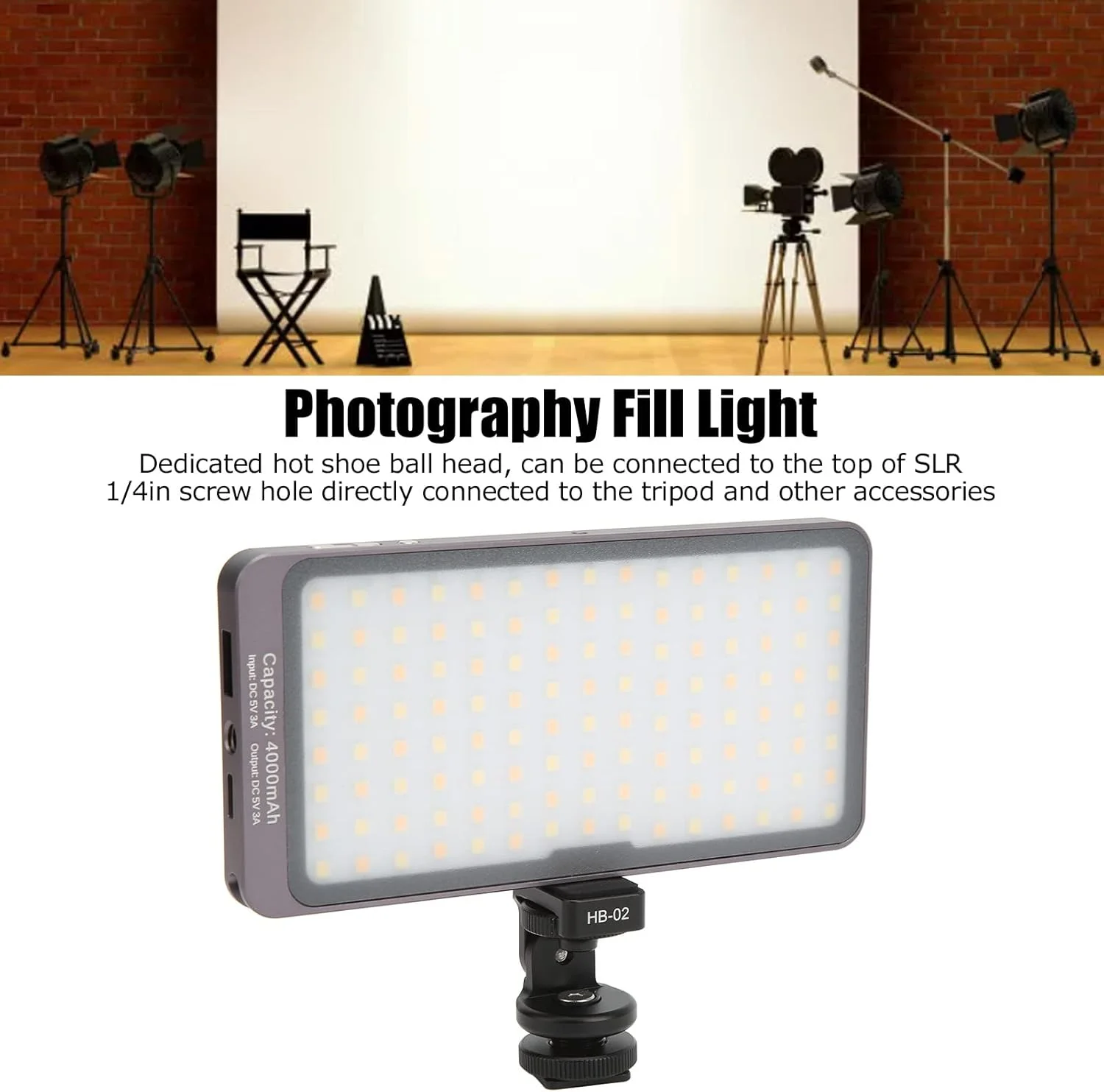 نور ویدئویی LED برای دوربین SLR، 3000K-5500K، نور پرکننده عکاسی، 4000mah، منبع تغذیه اضطراری، برای فضای داخلی و خارجی