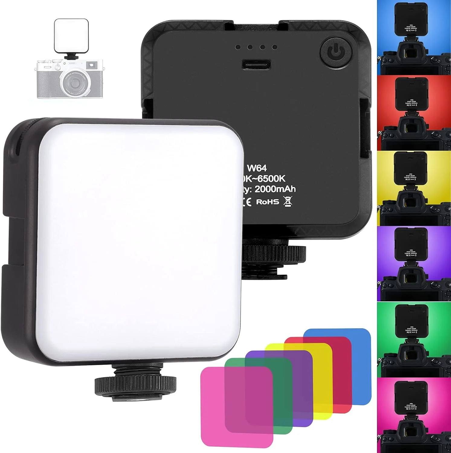 نور ویدئویی کنفرانس، 6 چراغ ال ای دی RGB با گیره، (مشکی) نور ویدئویی کنفرانس، 6 چراغ ال ای دی RGB با گیره، (مشکی)