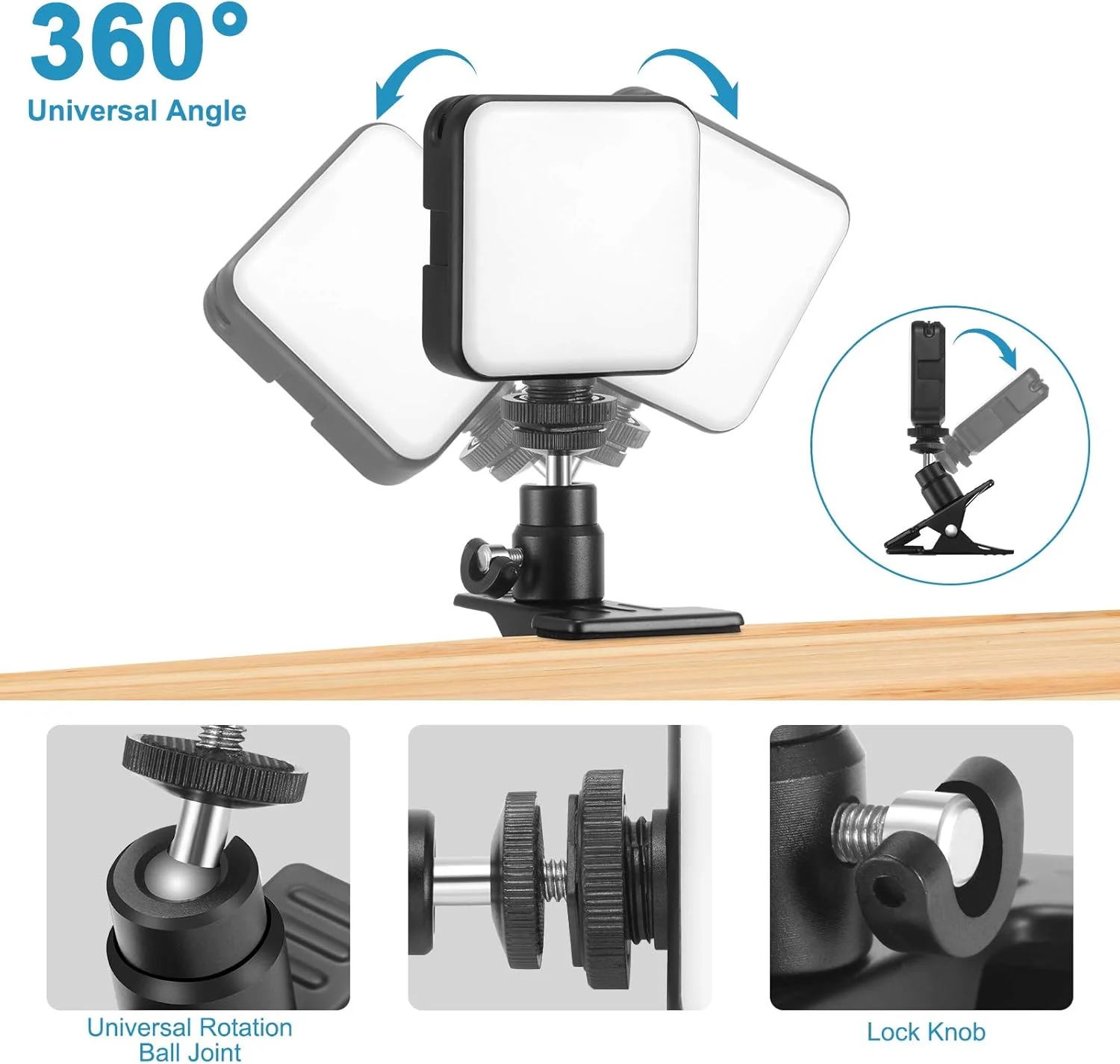 نور ویدئویی کنفرانس، 6 چراغ ال ای دی RGB با گیره، (مشکی) نور ویدئویی کنفرانس، 6 چراغ ال ای دی RGB با گیره، (مشکی)