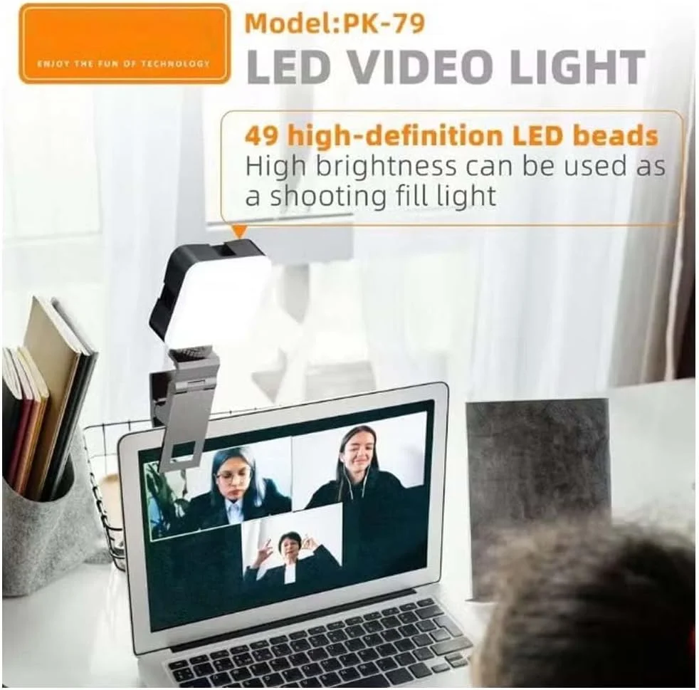 نور ویدئویی LED مینی PK79، 6000K با قابلیت تنظیم نور 5.5 وات، چراغ پرکننده با پایه یونیورسال برای دوربین DSLR، تلفن، لپ تاپ