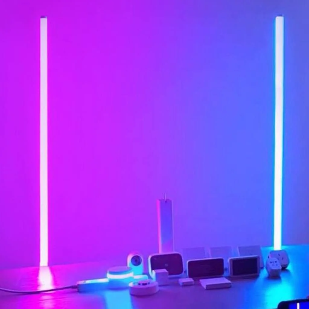 چراغ عصایی LED بی سیم با پایه، 360 درجه، رنگی، قابل شارژ، مناسب برای نورپردازی عکس و فیلم (رنگ: پایه زمینی 0.9 متری)