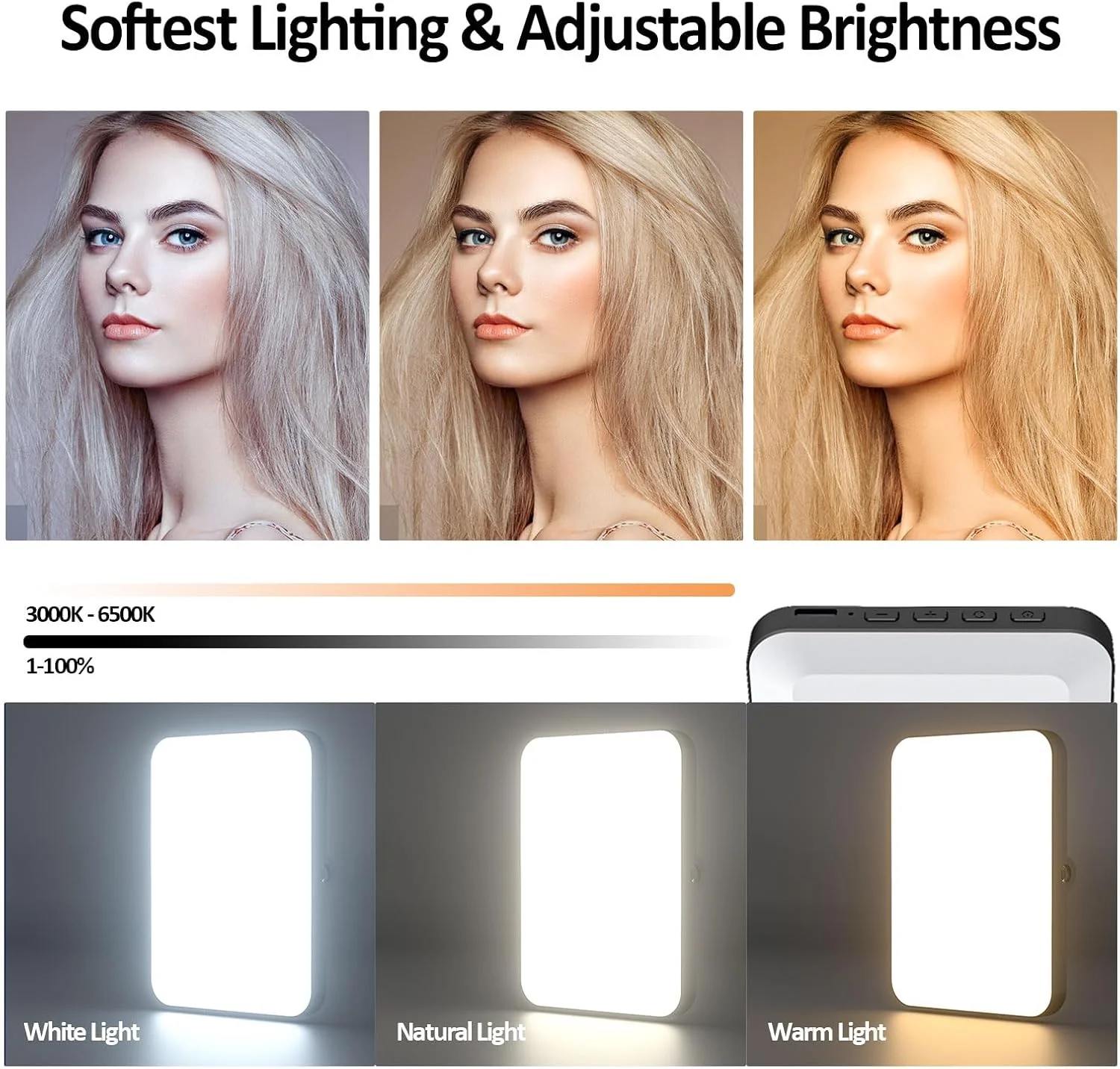 چراغ ویدئویی LED XINBAOHONG، چراغ سلفی کوچک، گیره شارژی برای تلفن، لپ تاپ، تبلت، کامپیوتر، چراغ پرکننده قابل تنظیم برای کنفرانس، تماس های زوم، عکاسی، آرایش، تصویر